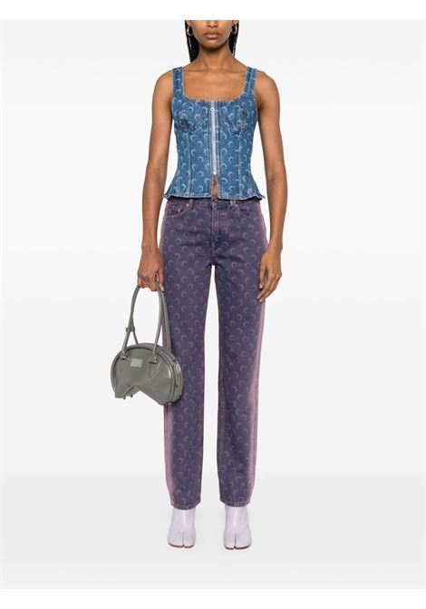 bustier top moon laser denim woman blue MARINE SERRE | WTO408A CDEN0002BL05